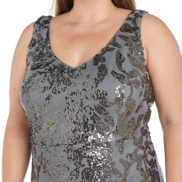R & M Richards Gunmetal Ombré Sequin Party Dress Plus‎ size 18W New! - Picture 12 of 12